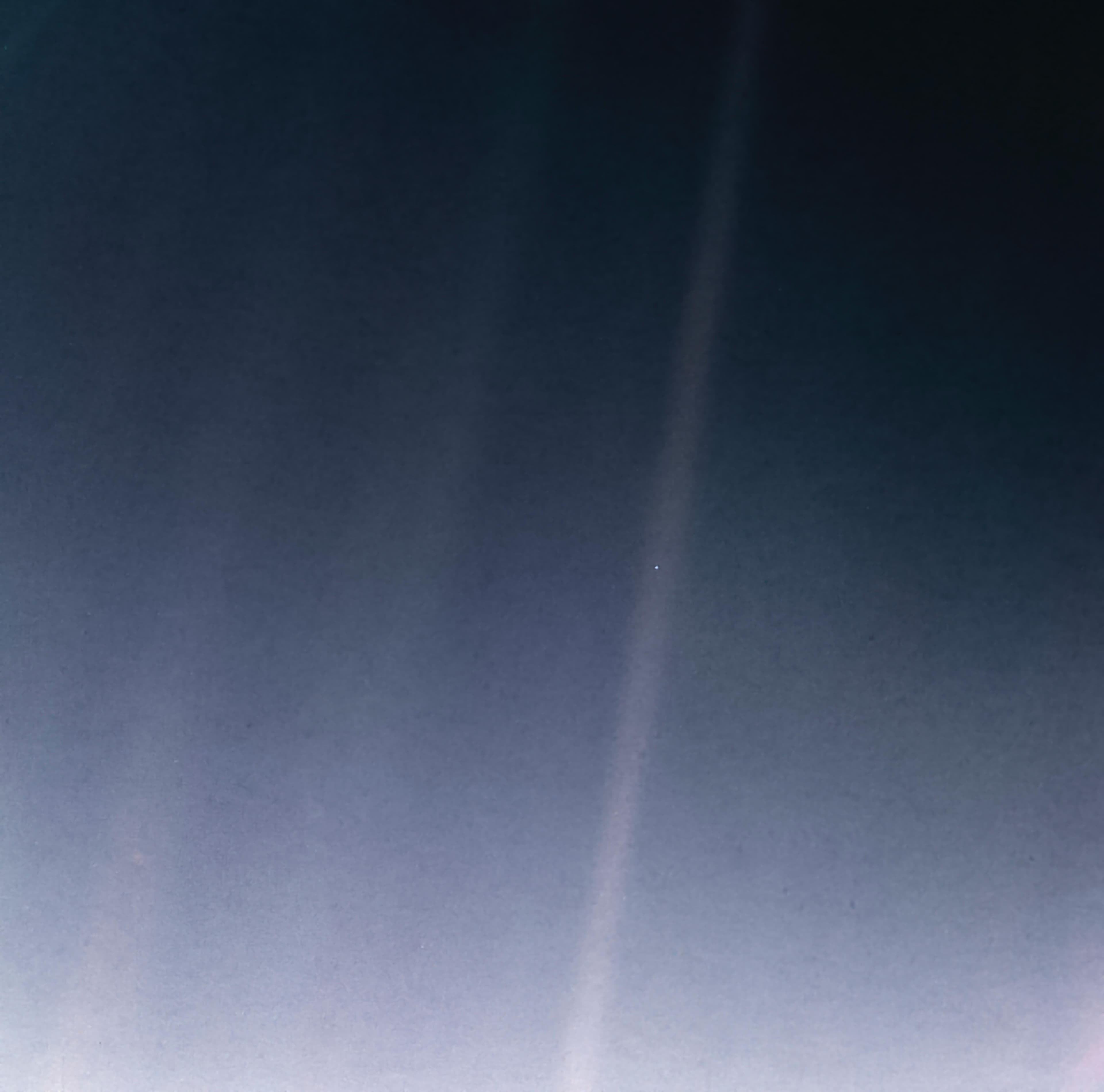 The Pale Blue Dot - a photograph of Earth taken Feb. 14, 1990, by NASA’s Voyager 1 at a distance of 6 billion kilometers from the Sun